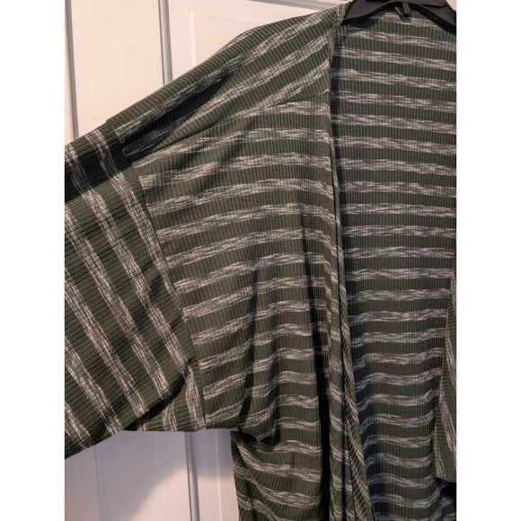 Lularoe Women’s Green Gray Striped Long Cardigan Duster Open Front Size Large - Picture 8 of 9